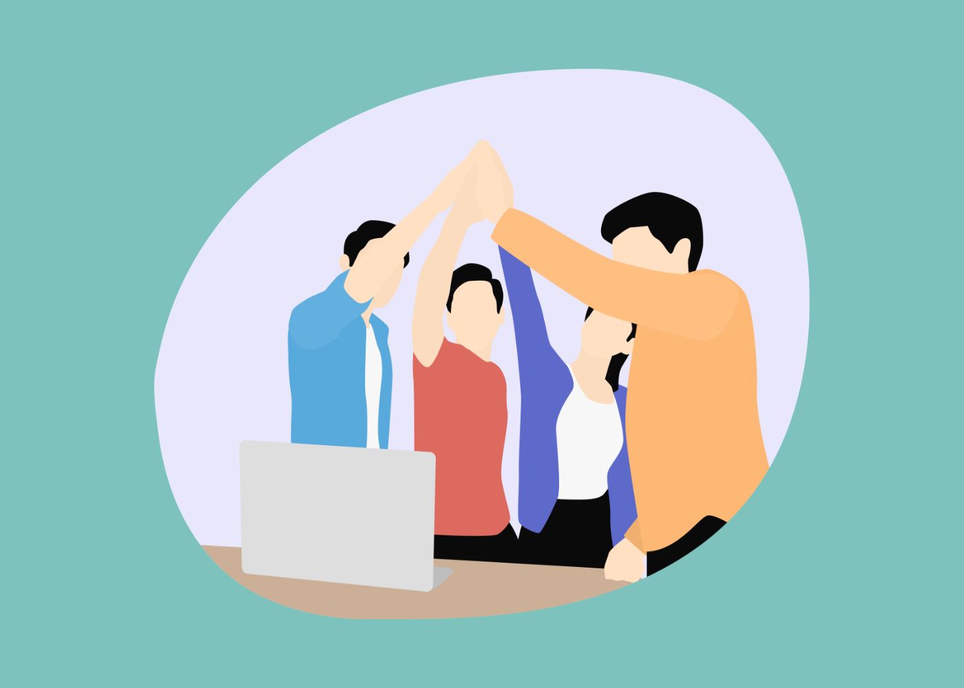 team highfiving graphic