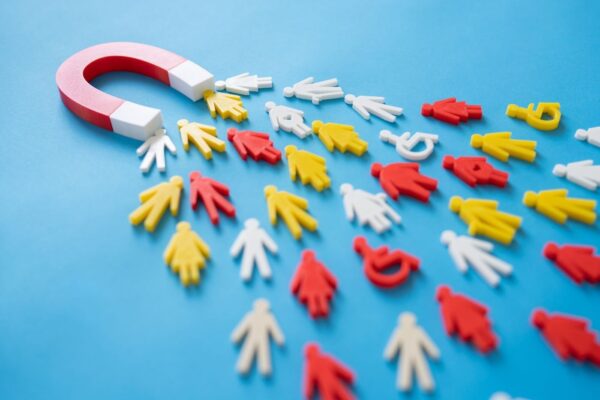 Magnet attracting different coloured client leads