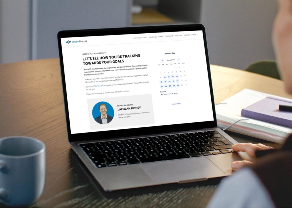 Calendly embedded onto advice website