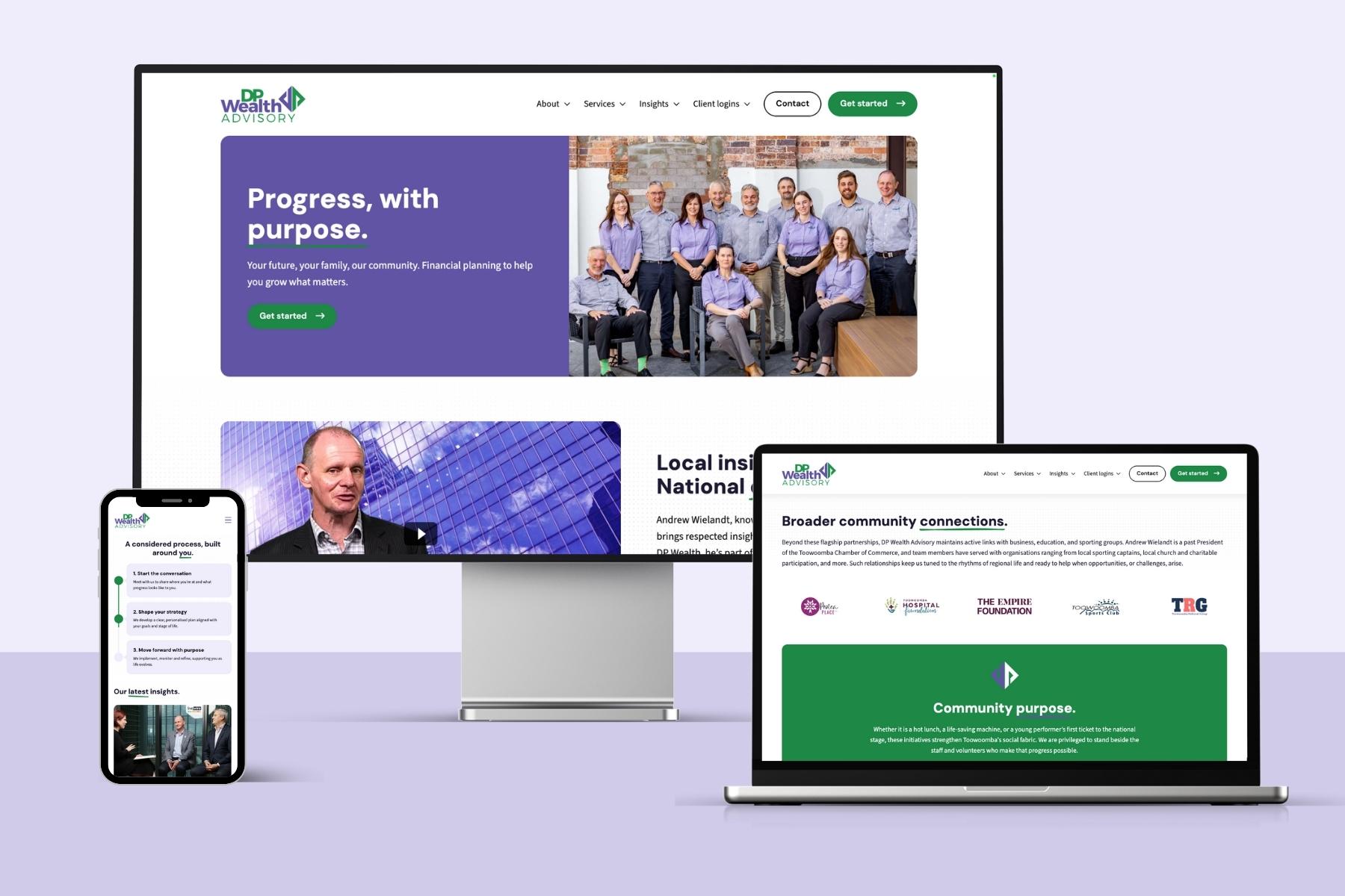 DP Wealth Advisory multi screen display